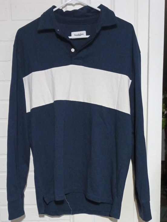 Goodfellow & Co Other - Goodfellow & Co Men’s Navy Blue Long-Sleeve Rugby Sweater with White Stripe